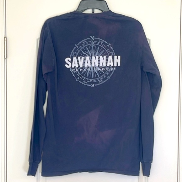 Navy Discolored Savannah Georgia Long Sleeve TShirt Size S​​ - Picture 2 of 6